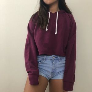H&M Purple/ Maroon cropped Hoodie size XS